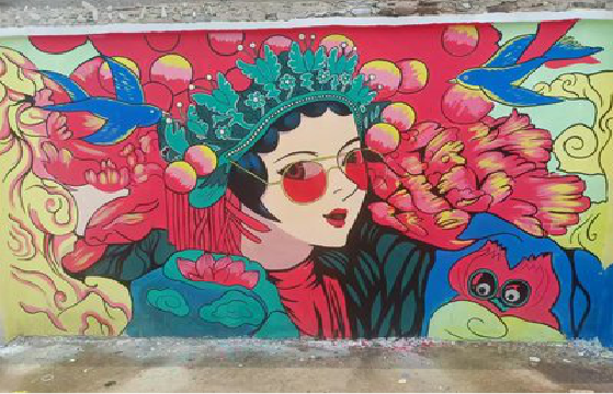 大竹墙体彩绘-网红墙