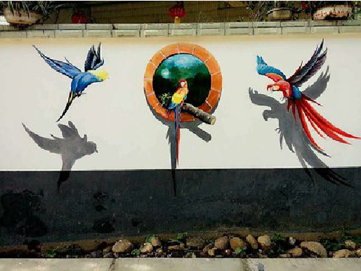 大竹视觉错位-3D墙绘设计