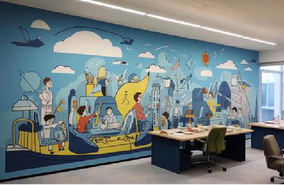 大竹办公室墙绘的特点。