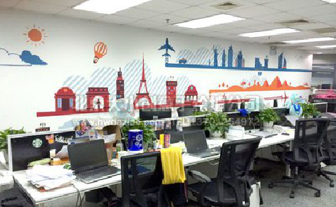 大竹教你设计办公室墙绘的方法。