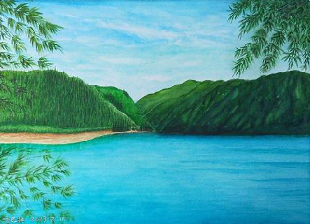 大竹在墙绘中，如何绘画绿水青山？