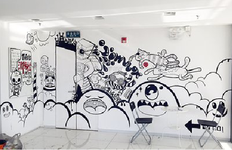 大竹手绘墙并非传统涂鸦。